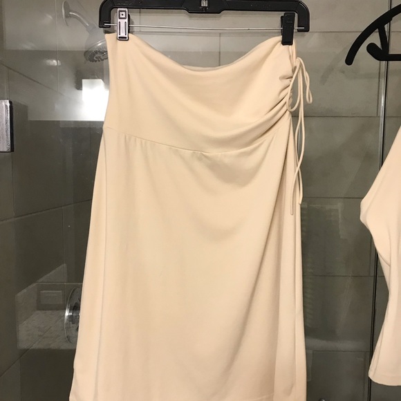 Susana Monaco 2 Piece Outfit Cream Halter High Neck Skirt Fold-over - High-Waist - Picture 13 of 16